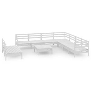 vidaXL, vidaXL 10-tlg. Garten-Lounge-Set Massivholz Kiefer Weiß