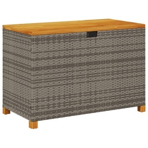 vidaXL, vidaXL Gartentruhe Grau 110x55x63 cm Poly Rattan Akazienholz, vidaXL Gartentruhe Grau 110x55x63 cm Poly Rattan Akazienholz