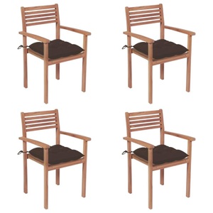 vidaXL, vidaXL Gartenstühle 4 Stk. mit Taupe Kissen Massivholz Teak, 