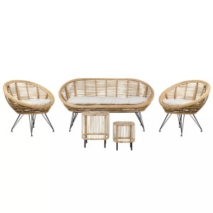 Beliani, Lounge Set mit Tisch aus Rattan Boho MARATEACESENATICO Lounge Set mit Tisch aus Rattan Boho MARATEACESENATICO