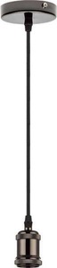 Globo, GLOBO SUSPENSION Hängeleuchte Chrom schwarz, Textil schwarz, D:100, exkl. 1xE27 60W 23, Fassung E27 110cm 60W schwarz