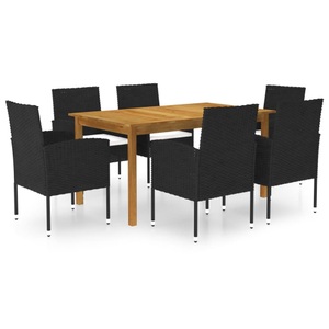 vidaXL, vidaXL 7-tlg. Garten-Essgruppe Schwarz, vidaXL 7-tlg. Garten-Essgruppe Schwarz