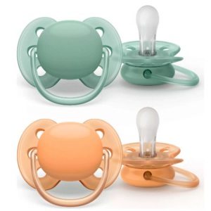 Avent Philips, Avent Philips Schnuller ultra soft Neutral 0-6m no deco (GREEN/COGNAC) (2 Stück), Philips Avent Ultra Soft Schnuller Neutral, 0-6m No Deco (2 Stk)