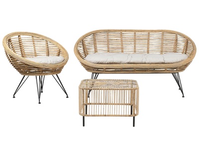 Beliani, Lounge Set mit Tisch aus Rattan Boho MARATEACESENATICO Lounge Set mit Tisch aus Rattan Boho MARATEACESENATICO