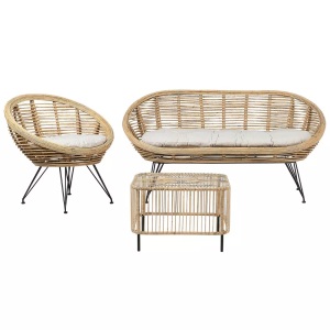 Beliani, Lounge Set mit Tisch aus Rattan Boho MARATEACESENATICO Lounge Set mit Tisch aus Rattan Boho MARATEACESENATICO