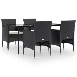 vidaXL, vidaXL 5-tlg. Garten-Essgruppe mit Kissen Schwarz, 