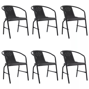 vidaXL, vidaXL Gartenstühle 6 Stk. Rattan-Optik Kunststoff und Stahl 110 kg, vidaXL Gartenstühle 6 Stk. Rattan-Optik Kunststoff und Stahl 110 kg