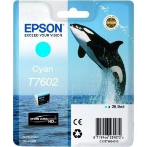 Epson, Epson T7602 cyan Tintenpatrone, Epson Tintenpatrone, blau, C13T760240, (25,9 ml)