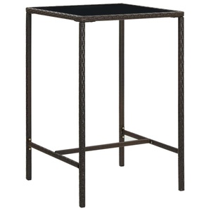 vidaXL, vidaXL Garten-Bartisch Braun 70x70x110 cm Poly Rattan und Glas, vidaXL Garten-Bartisch Braun 70x70x110 cm Poly Rattan und Glas