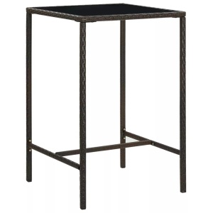 vidaXL, vidaXL Garten-Bartisch Braun 70x70x110 cm Poly Rattan und Glas, vidaXL Garten-Bartisch Braun 70x70x110 cm Poly Rattan und Glas