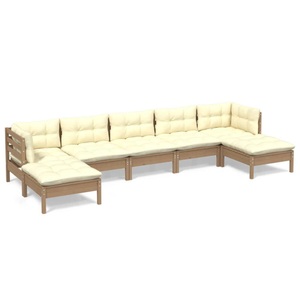vidaXL, vidaXL 7-tlg. Garten-Lounge-Set mit Kissen Honigbraun Kiefernholz, vidaXL 7-tlg. Garten-Lounge-Set mit Kissen Honigbraun Kiefernholz