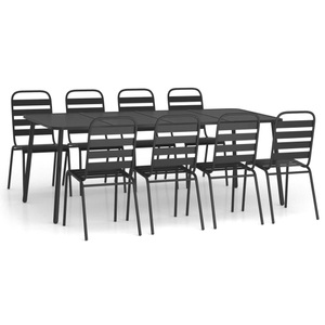 vidaXL, vidaXL 9-tlg. Garten-Essgruppe Anthrazit Stahl, vidaXL 9-tlg. Garten-Essgruppe Anthrazit Stahl
