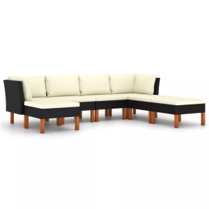 vidaXL, vidaXL 7-tlg. Garten-Lounge-Set mit Kissen Poly Rattan Schwarz