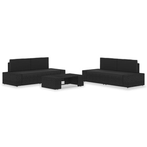 Diverse Hardware, 5-tlg. Garten-Lounge-Set Poly Rattan Schwarz, vidaXL 5-tlg. Garten-Lounge-Set Poly Rattan Schwarz