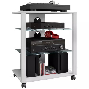 MID.YOU, MID.YOU Tv-rack , Folas , Weiss , Holzwerkstoff , 60x70x41 cm , melaminharzbeschichtet,Nachbildung , Kabeldurchlass , 000657031601, VCM - Hifi Holz Möbel | Rack Schrank Phono Regal mit Rollen 2 Glasböden Maße: H. 70 x B. 60 T. 41 cm Mediaregal Folas, Weiss,