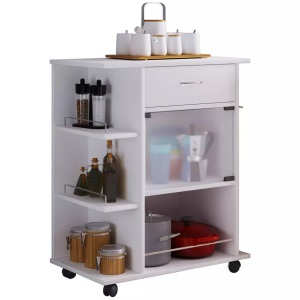 MID.YOU, MID.YOU Allzweckwagen 65/39/80 cm , Pocis , Weiss , Holzwerkstoff , 4 Fächer , 39x80 cm , melaminharzbeschichtet,Nachbildung , 000657024201, VCM Servierwagen
