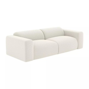 Vente-unique, Sofa 3-Sitzer - Bouclé-Stoff - Weiß - POGNI Sofa 3-Sitzer - Bouclé-Stoff - Weiß - POGNI