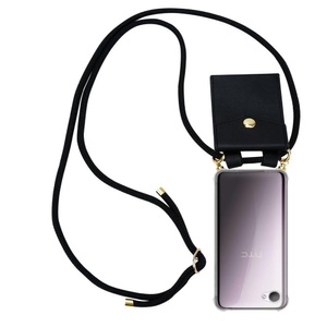 Cadorabo, Handy Kette für HTC Desire 12 Silikon mit Gold Ringen, Cadorabo - Handy Kette für HTC Desire 12 Silikon mit Gold Ringen, Schwarz