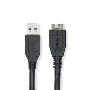 Nedis, USB-Kabel | USB 3.2 Gen 1 | USB-A Stecker | USB Micro-B Stecker | 5 Gbps | Vernickelt | 0,50 m | Rund | PVC | Schwarz | Etikett, Nedis - USB-Kabel | USB 3.2 Gen 1 USB-A Stecker Micro-B 5 Gbps Vernickelt 0,50 m Rund PVC Schwarz Etikett, One Size