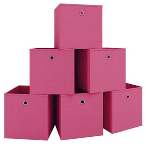 VCM, 6er Set Faltbox Klappbox Stoff Kiste Faltschachtel Regalbox Aufbewahrung Boxas 6er Set Faltbox Klappbox Stoff Kiste Faltschachtel Regalbox Aufbewahrung Boxas, VCM - 6er Set Faltbox | Klappbox Stoff Kiste Faltschachtel Maße ca. H. 28 x B. 27 T. cm Regalbox Boxas, 27cm, Pink