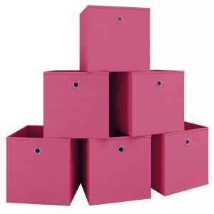VCM, 6er Set Faltbox Klappbox Stoff Kiste Faltschachtel Regalbox Aufbewahrung Boxas 6er Set Faltbox Klappbox Stoff Kiste Faltschachtel Regalbox Aufbewahrung Boxas, VCM - 6er Set Faltbox | Klappbox Stoff Kiste Faltschachtel Maße ca. H. 28 x B. 27 T. cm Regalbox Boxas, 27cm, Pink