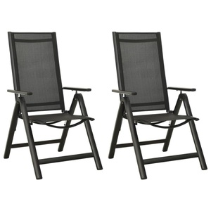 vidaXL, vidaXL Klappbare Gartenstühle 2 Stk. Textilene und Aluminium Schwarz