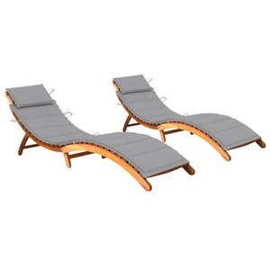 vidaXL, vidaXL Sonnenliegen 2 Stk. mit Auflagen Massivholz Akazie