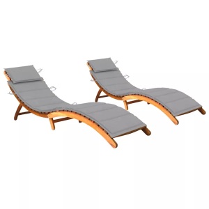 vidaXL, vidaXL Sonnenliegen 2 Stk. mit Auflagen Massivholz Akazie