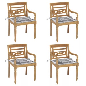 vidaXL, vidaXL Batavia-Stühle mit Kissen 4 Stk. Massivholz Teak