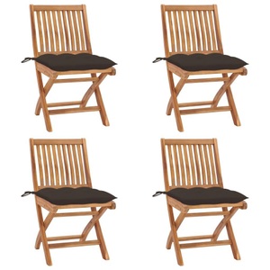 vidaXL, vidaXL Klappbare Gartenstühle mit Kissen 4 Stk. Massivholz Teak