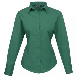 Premier, Popeline Bluse Arbeitshemd Damen Smaragdgrün 52, PREMIER - Popeline Bluse Arbeitshemd, für Damen, Smaragdgrün, Größe 52
