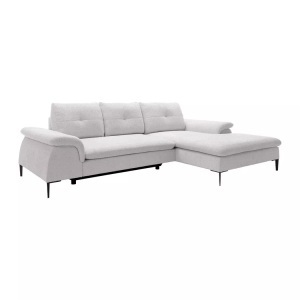 Vente-unique, Ecksofa mit Schlaffunktion - Ecke rechts - Bouclé-Stoff - Weiß - JOLESA Ecksofa mit Schlaffunktion - Ecke rechts - Bouclé-Stoff - Weiß - JOLESA