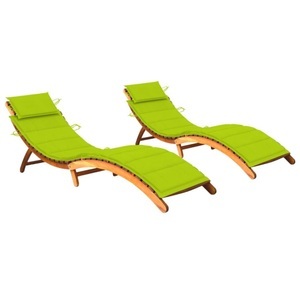 vidaXL, vidaXL Sonnenliegen 2 Stk. mit Auflagen Massivholz Akazie, vidaXL Sonnenliegen 2 Stk. mit Auflagen Massivholz Akazie