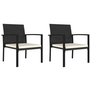 vidaXL, vidaXL Garten-Essstühle 2 Stk. Poly Rattan Schwarz, vidaXL Garten-Essstühle 2 Stk. Poly Rattan Schwarz