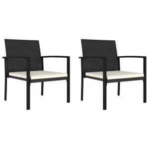 vidaXL, vidaXL Garten-Essstühle 2 Stk. Poly Rattan Schwarz, vidaXL Garten-Essstühle 2 Stk. Poly Rattan Schwarz