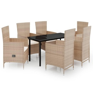 vidaXL, vidaXL 7-tlg. Garten-Essgruppe mit Kissen Beige, 