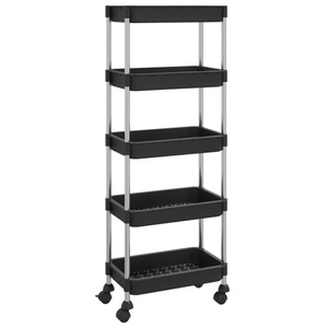 vidaXL, vidaXL Küchenwagen 5 Etagen Schwarz 42x29x128 cm Eisen und ABS