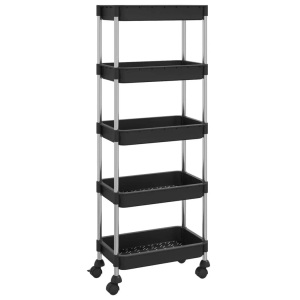 vidaXL, vidaXL Küchenwagen 5 Etagen Schwarz 42x29x128 cm Eisen und ABS