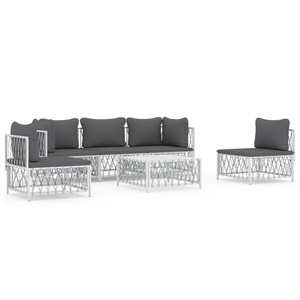 vidaXL, vidaXL 6-tlg. Garten-Lounge-Set mit Kissen Weiß Stahl, vidaXL 6-tlg. Garten-Lounge-Set mit Kissen Weiß Stahl
