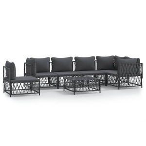 vidaXL, vidaXL 7-tlg. Garten-Lounge-Set mit Kissen Anthrazit Stahl, vidaXL 7-tlg. Garten-Lounge-Set mit Kissen Anthrazit Stahl