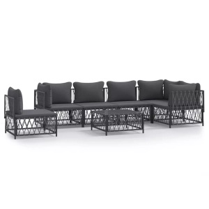 vidaXL, vidaXL 7-tlg. Garten-Lounge-Set mit Kissen Anthrazit Stahl, vidaXL 7-tlg. Garten-Lounge-Set mit Kissen Anthrazit Stahl