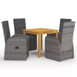 vidaXL, vidaXL 5-tlg. Garten-Essgruppe Grau, vidaXL 5-tlg. Garten-Essgruppe Grau