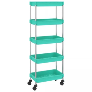 vidaXL, vidaXL Küchenwagen 5 Etagen Türkis 42x29x128 cm Eisen und ABS