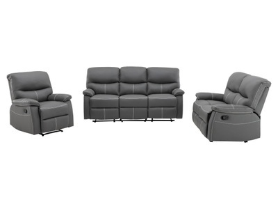 Vente-unique, Couchgarnitur Relax 3+2+1 - Kunstleder - Grau - CANBY Couchgarnitur Relax 3+2+1 - Kunstleder - Grau - CANBY, 