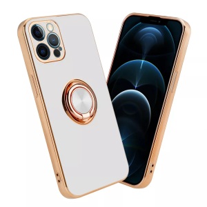 Cadorabo, Hülle für Apple iPhone 12 PRO MAX mit Ring - Schutzhülle, Cadorabo - Hülle für Apple iPhone 12 PRO MAX mit Ring Schutzhülle, Weiss
