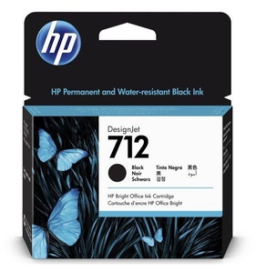 HP Supplies, HP 712 Tinte pigmentschwarz, Hewlett Packard Tintenpatrone, schwarz, No. 712, 3ED71A, (80ml)