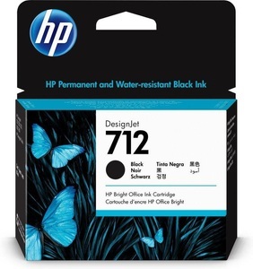 HP Supplies, HP 712 Tinte pigmentschwarz, Hewlett Packard Tintenpatrone, schwarz, No. 712, 3ED71A, (80ml)