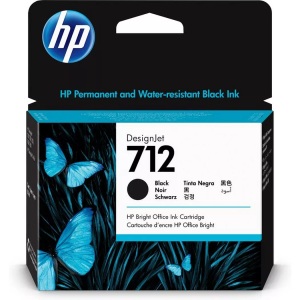 HP Supplies, HP 712 Tinte pigmentschwarz, Hewlett Packard Tintenpatrone, schwarz, No. 712, 3ED71A, (80ml)