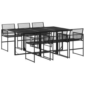 vidaXL, vidaXL 7-tlg. Garten-Essgruppe Schwarz Poly Rattan