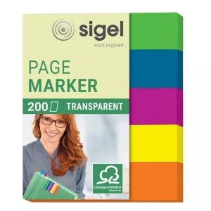Sigel, Sigel Haftmarker HN615 5 Block/Pack. Gelb, Pink, Blau, Grün, Orange, Sigel Haftnotizen, Film, 12mm x 50mm, 5-farbig assortiert, HN615, (5 x 40 Streifen)